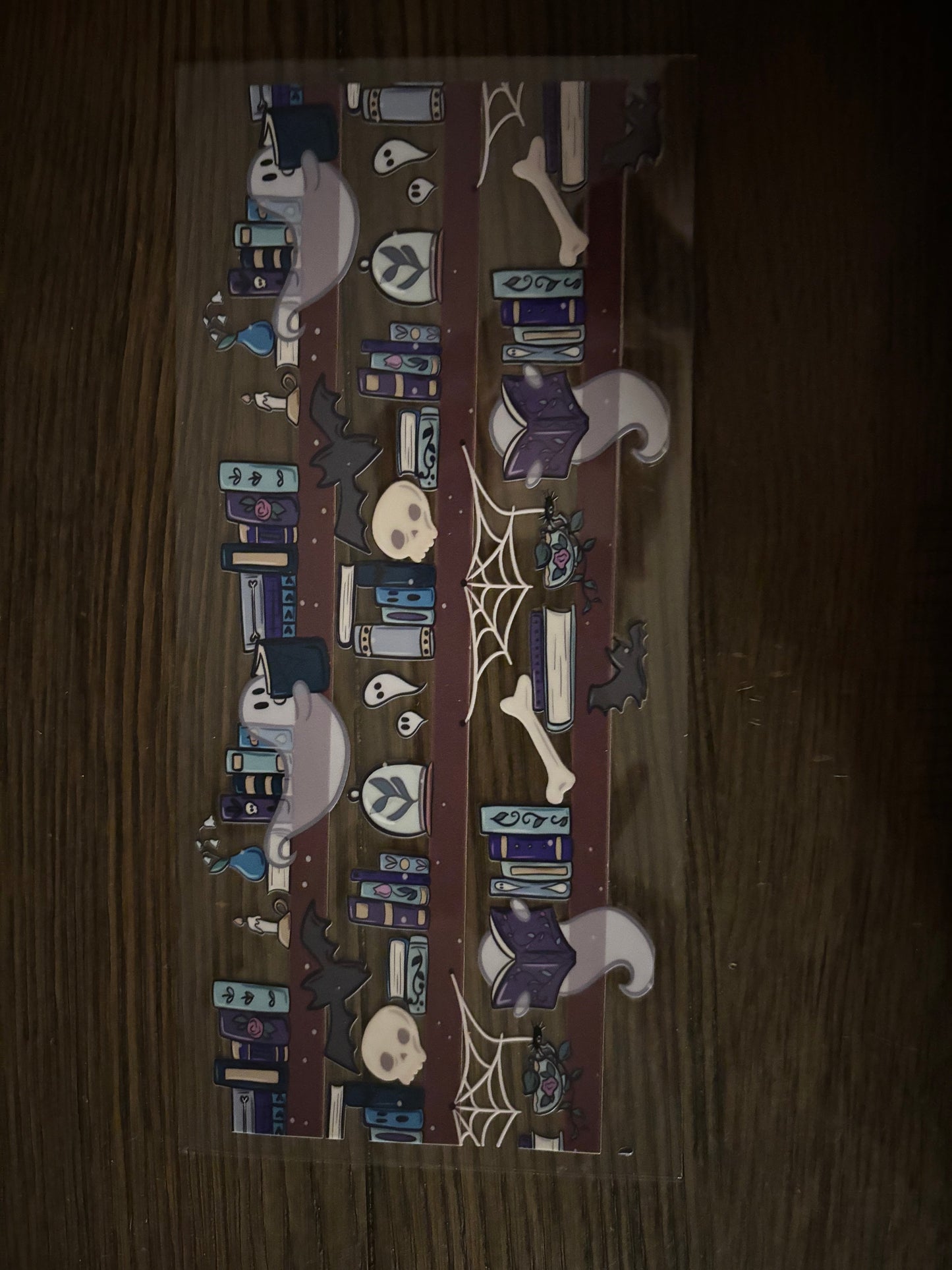 UV DTF Glass Cup - Spooky Bookcase