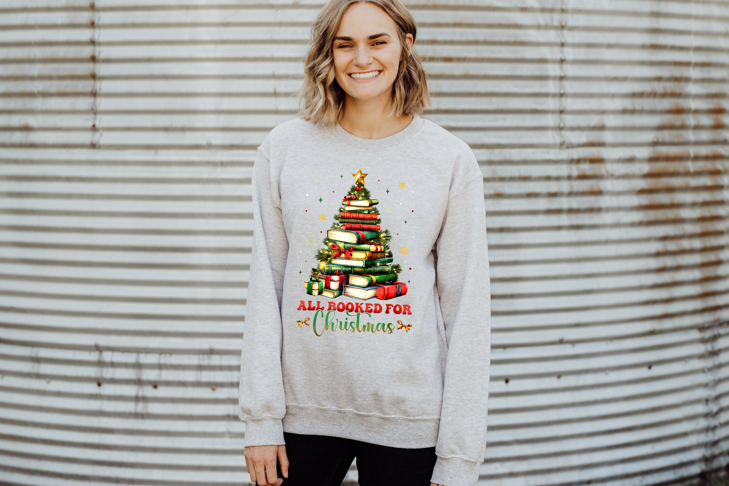 All Booked Up for the Holidays, Book Shelf Tree - Christmas - Winter Shirt - Bella + Canvas