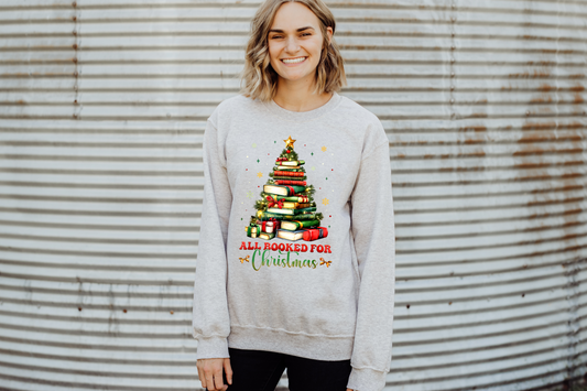 All Booked Up for the Holidays, Book Shelf Tree - Christmas - Winter Shirt - Bella + Canvas