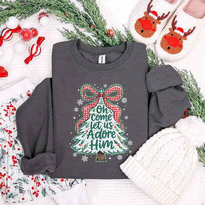 Oh Come Let Us Adore Him - Christmas tree and Bow
