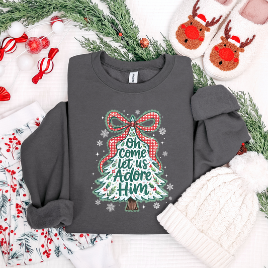 Oh Come Let Us Adore Him - Christmas tree and Bow
