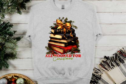 All Booked Up for Christmas, Book Shelf Tree - Christmas - Winter Shirt - Bella + Canvas