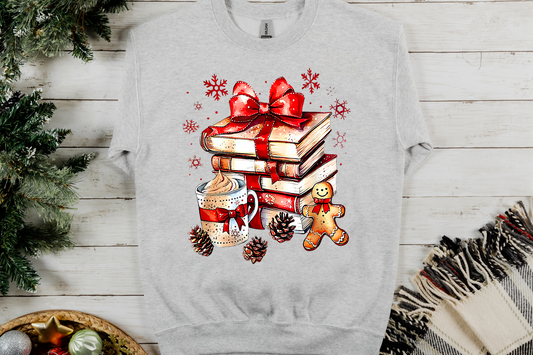 Christmas Book Stack - Christmas - Winter Shirt - Bella + Canvas