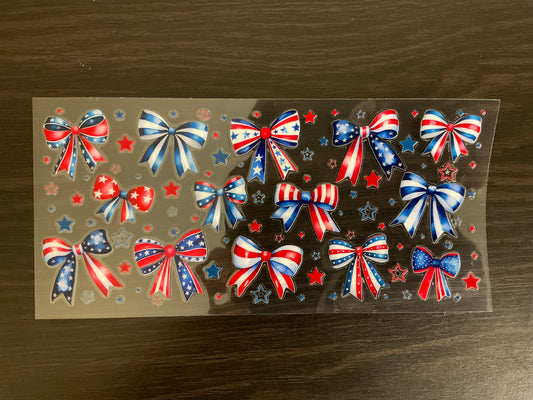 UV DTF - Red, White, and Blue Bows