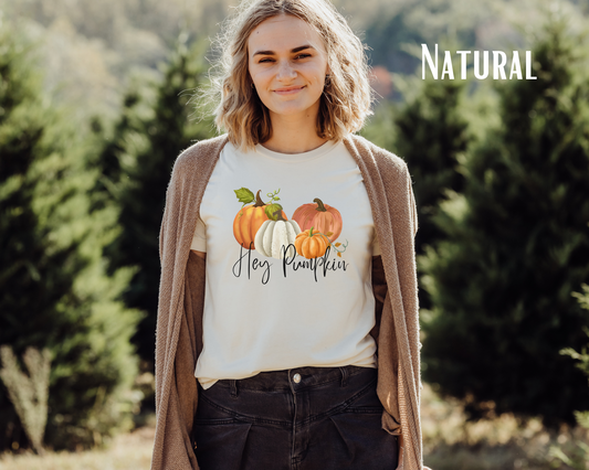 Hey Pumpkin, Simple - Fall Shirt - Bella + Canvas