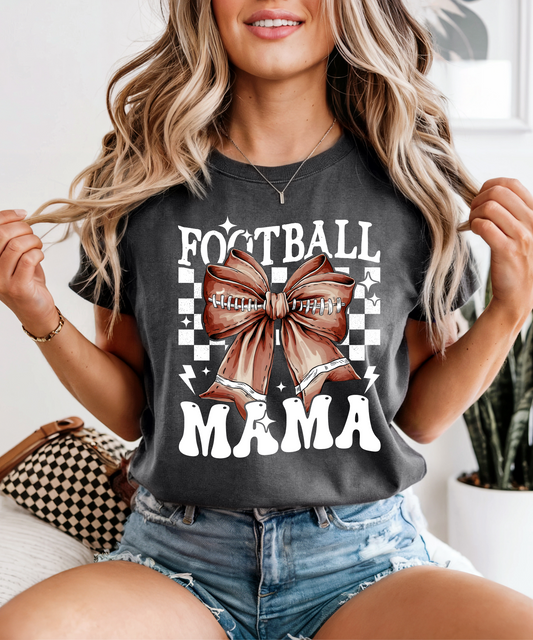 Football Mama (Checkered W/ Bow)