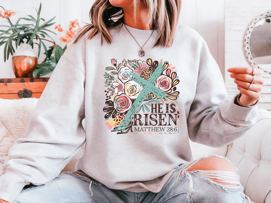 He is Risen (Floral with Cross)