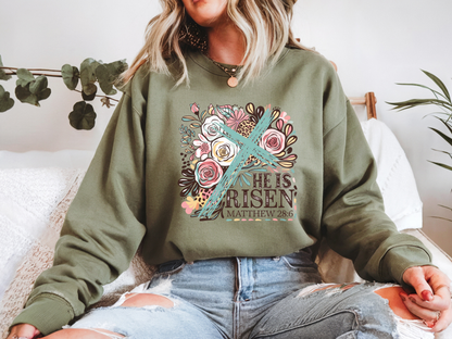 He is Risen (Floral with Cross)