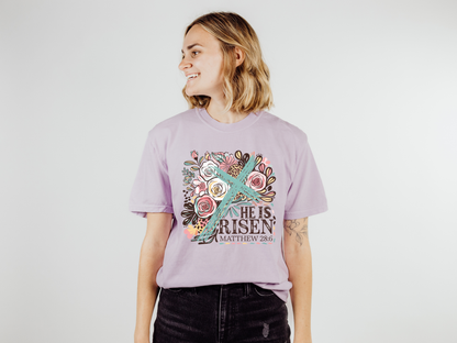 He is Risen (Floral with Cross)