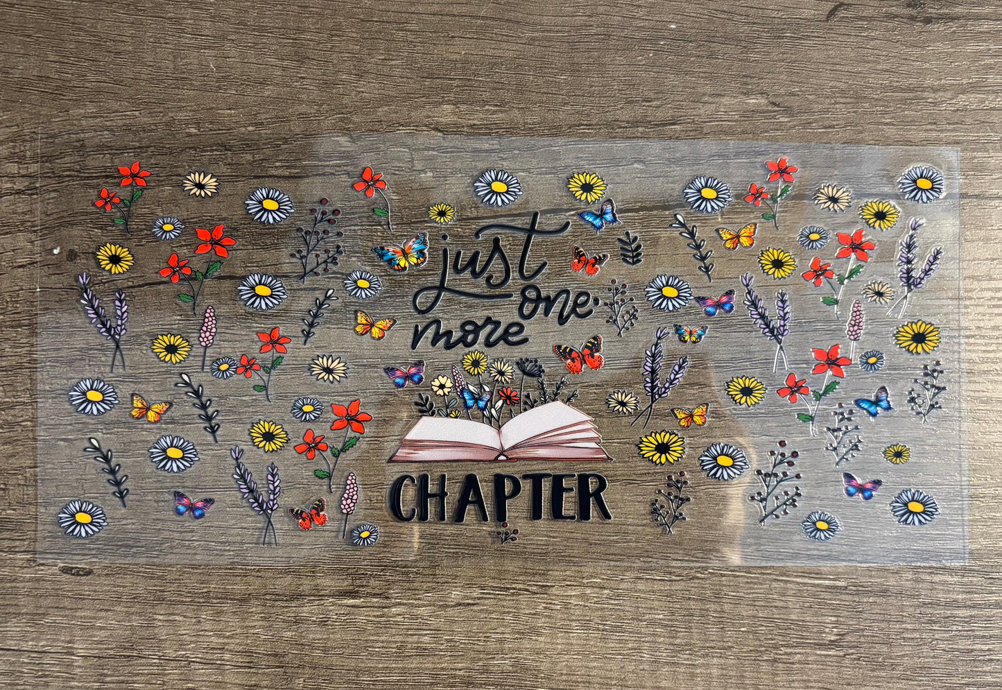 UV DTF Glass Cup - Just One More Chapter, Floral