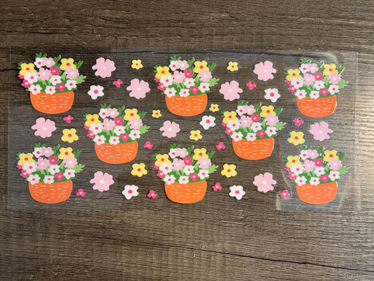 UV DTF Glass Cup - Spring Flower Pots
