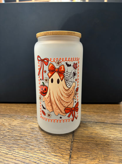 UV DTF Glass Cup - Ghost with Bows