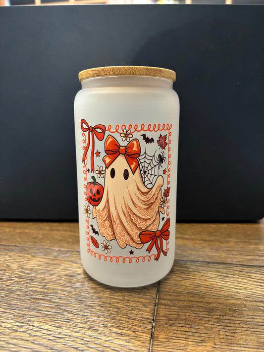 UV DTF Glass Cup - Ghost with Bows