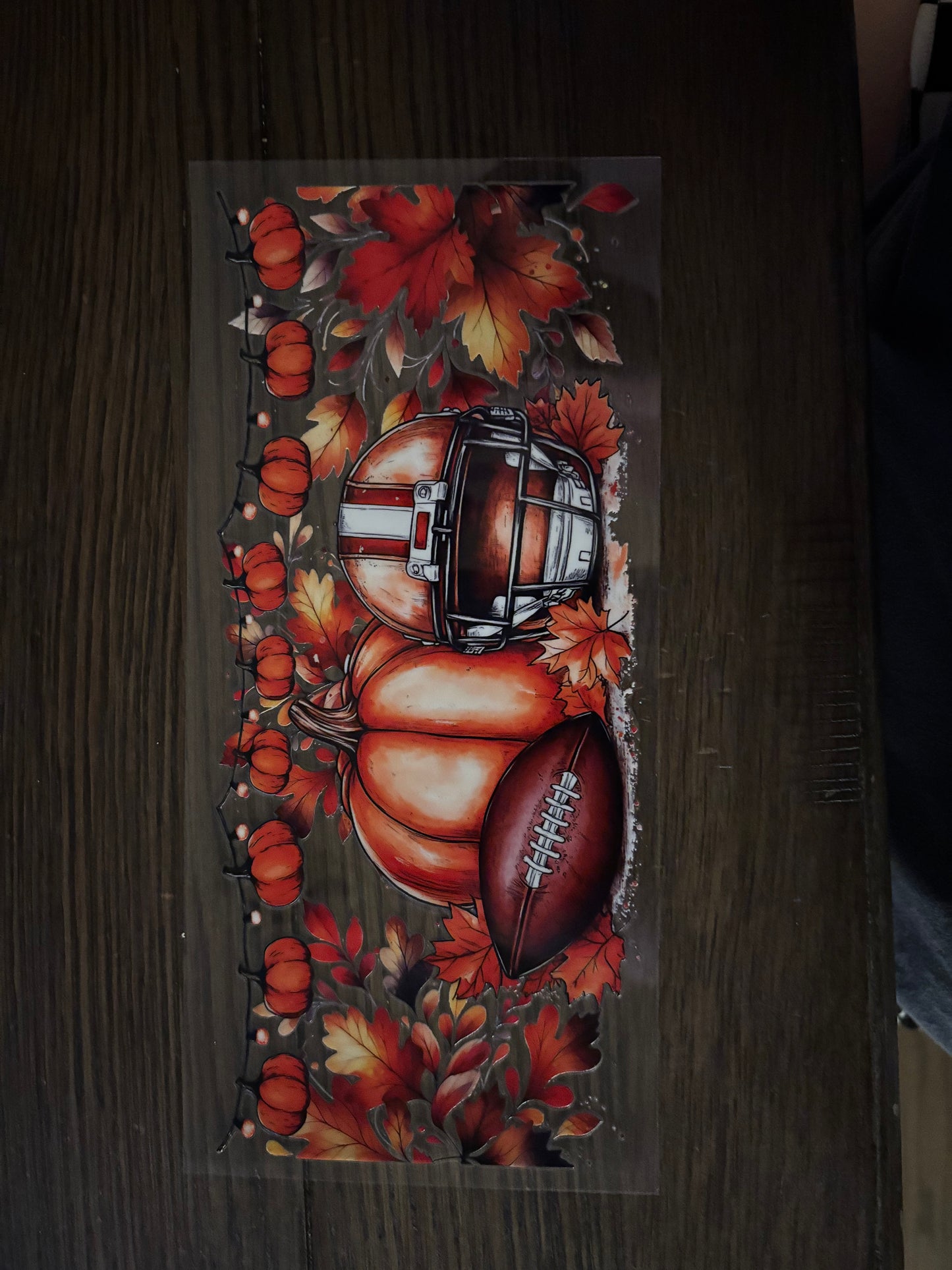UV DTF Glass Cup - Football and Pumpkins