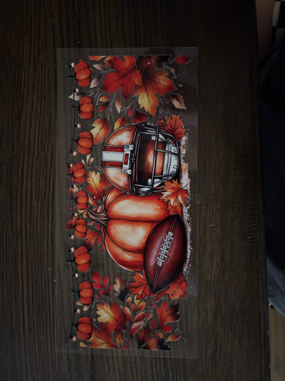 UV DTF Glass Cup - Football and Pumpkins