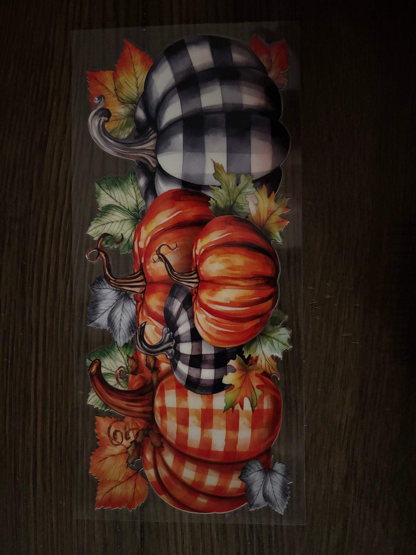 UV DTF Glass Cup - Plaid Pumpkins