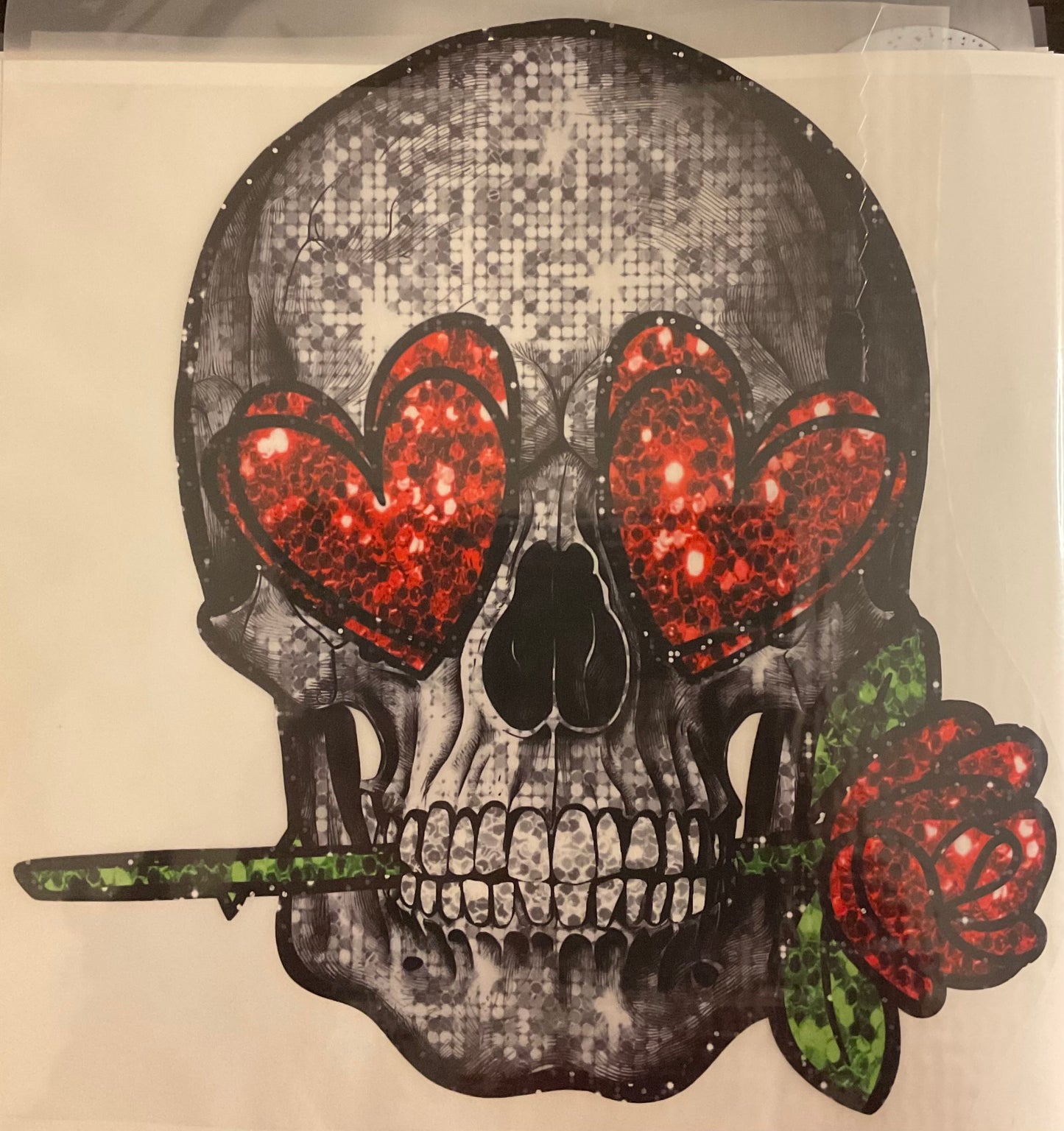 Faux Glitter Skull and Rose - Valentine's Day