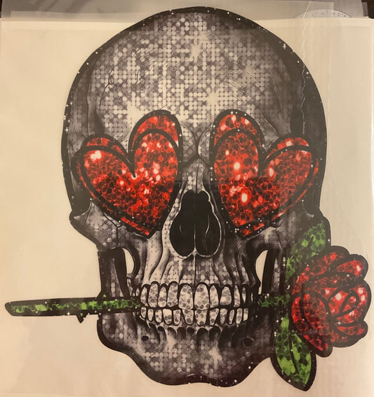 Faux Glitter Skull and Rose - Valentine's Day