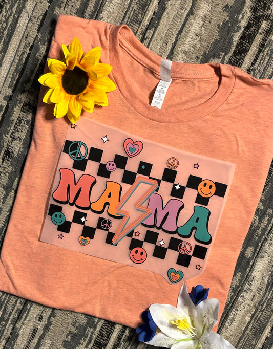 Mama Checkered Pattern - Mama Tshirt