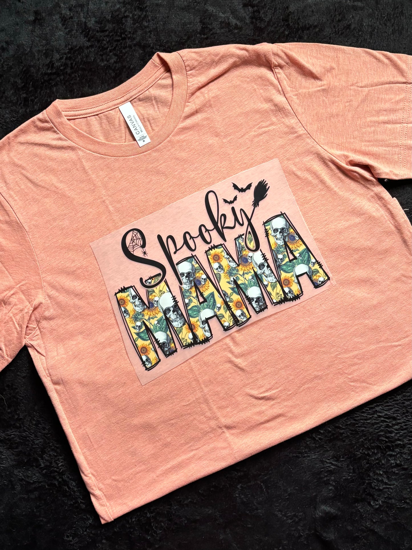 Spooky Mama, Sunflowers & Skulls - Halloween - Fall Shirt - Bella + Canvas