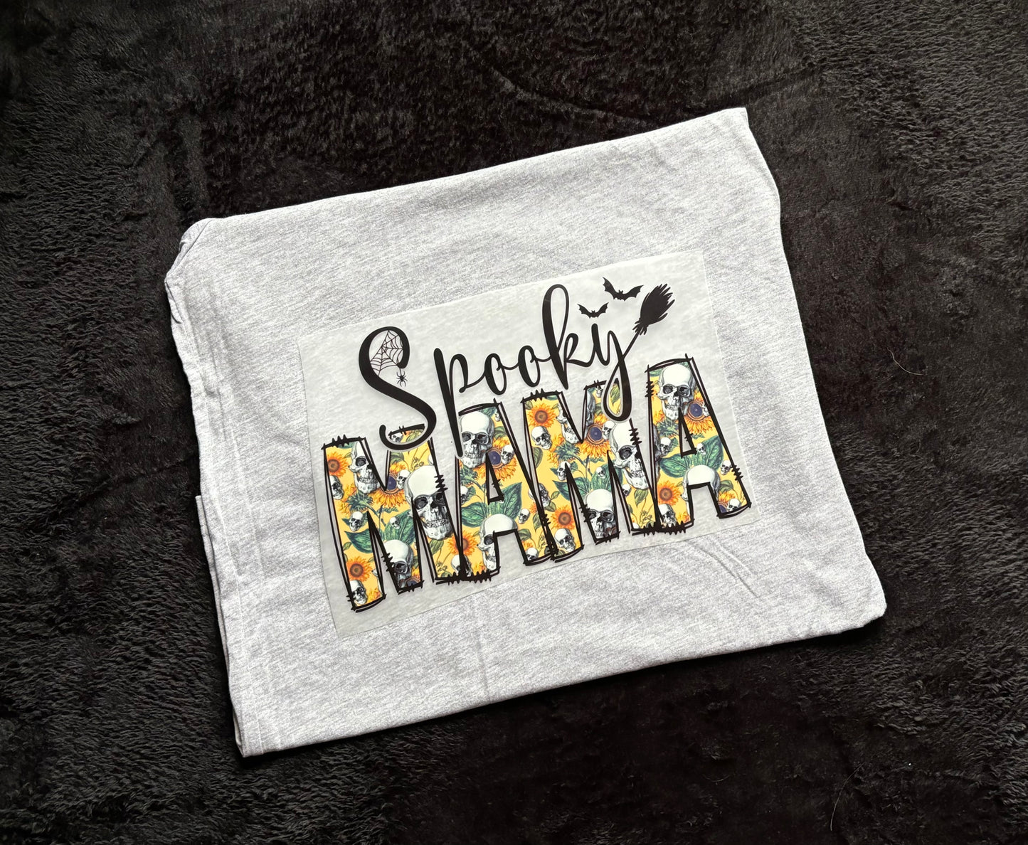 Spooky Mama, Sunflowers & Skulls - Halloween - Fall Shirt - Bella + Canvas
