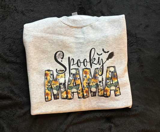 Spooky Mama, Sunflowers & Skulls - Halloween - Fall Shirt - Bella + Canvas