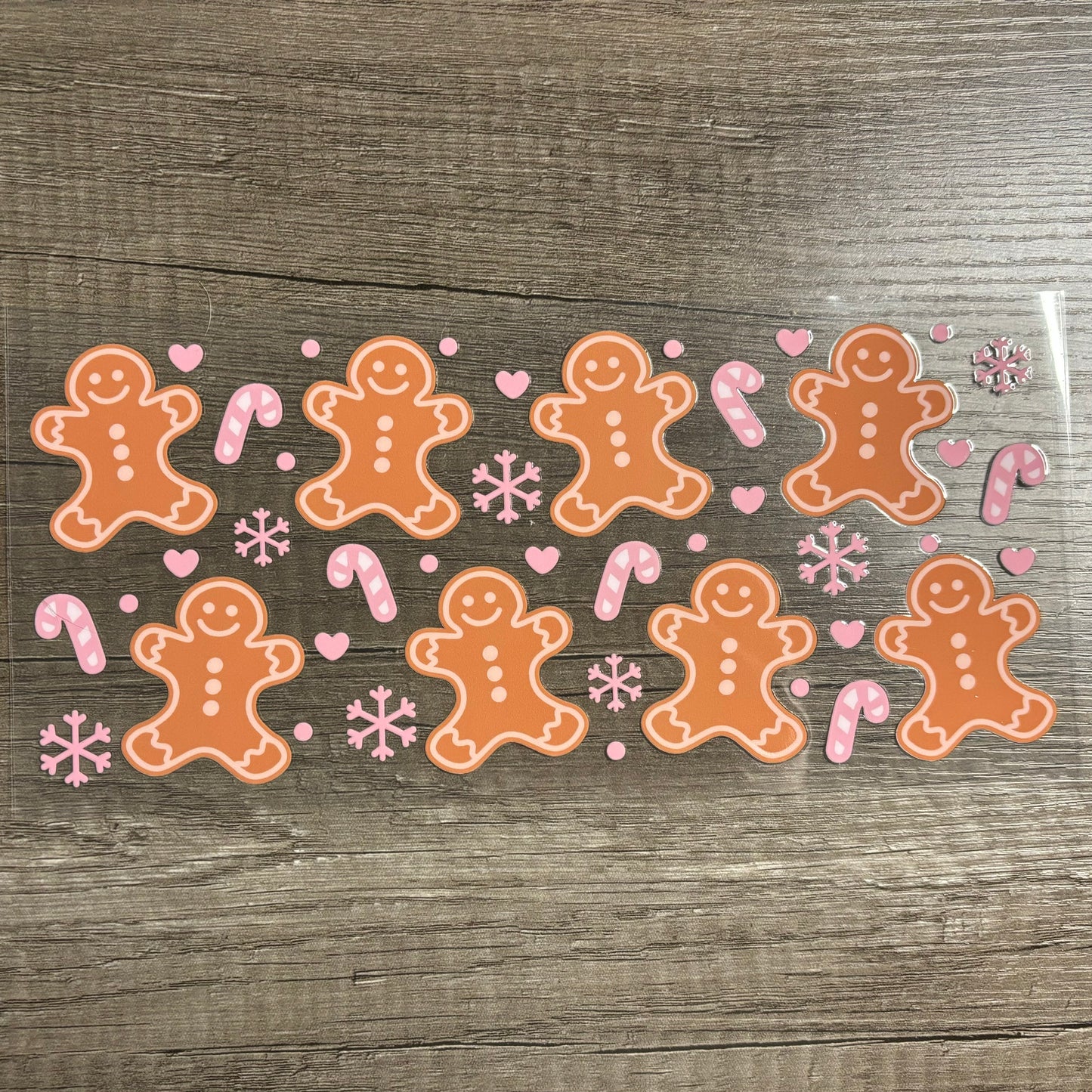 UV DTF Glass Cup - Gingerbread men and CandyCanes