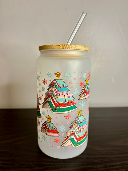 UV DTF Glass Cup - Book Christmas Trees