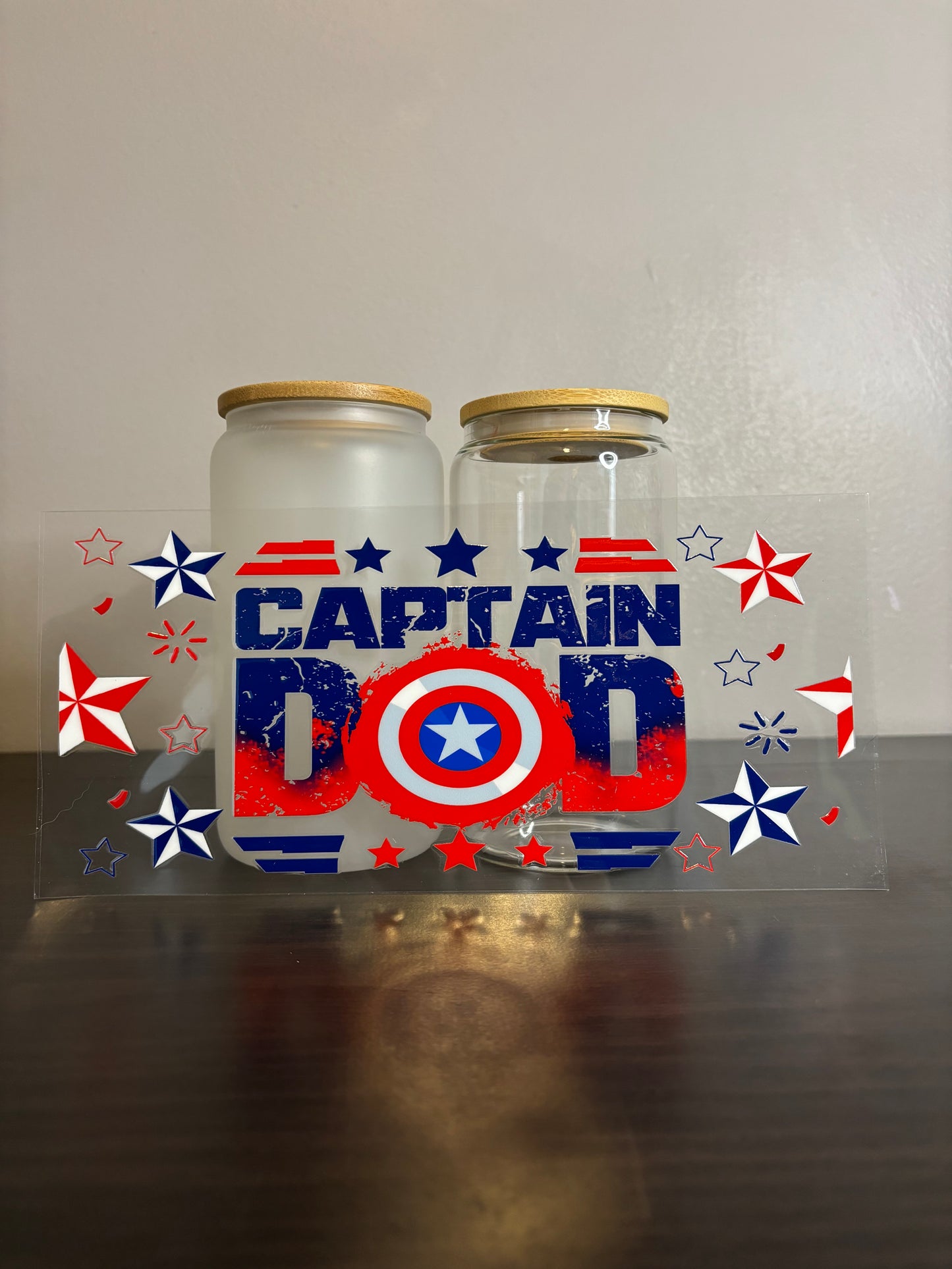 UV DTF Glass Cup - Captain Dad