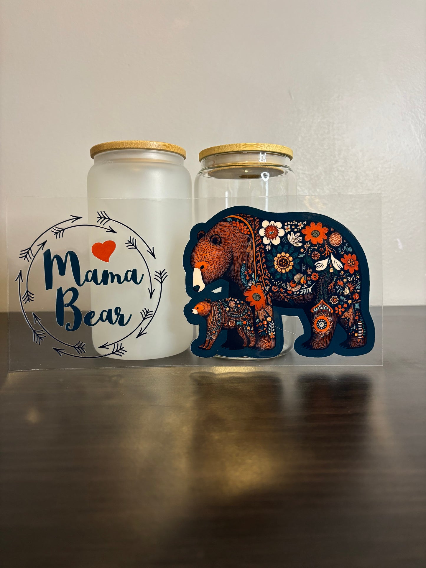 UV DTF Glass Cup - Mama Bear