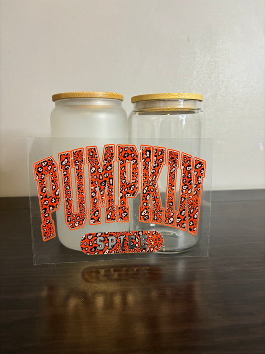 UV DTF Glass Cup - Pumpkin Spice