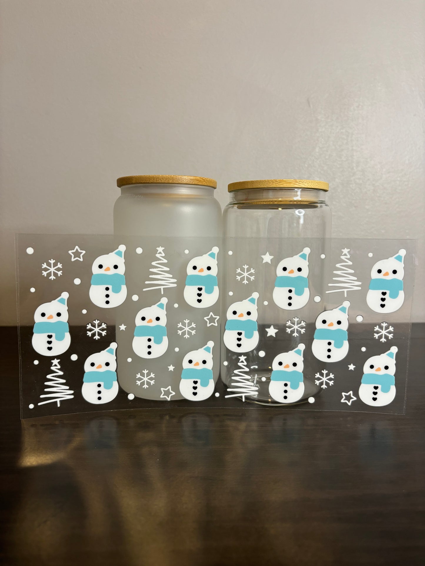 UV DTF Glass Cup - Snowmen