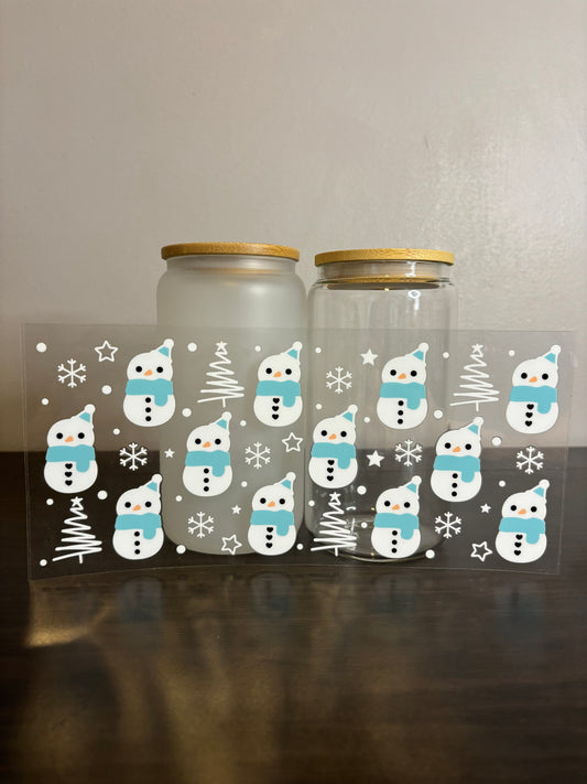 UV DTF Glass Cup - Snowmen