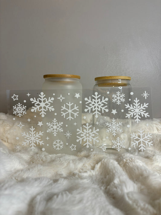 UV DTF Glass Cup - Snowflakes
