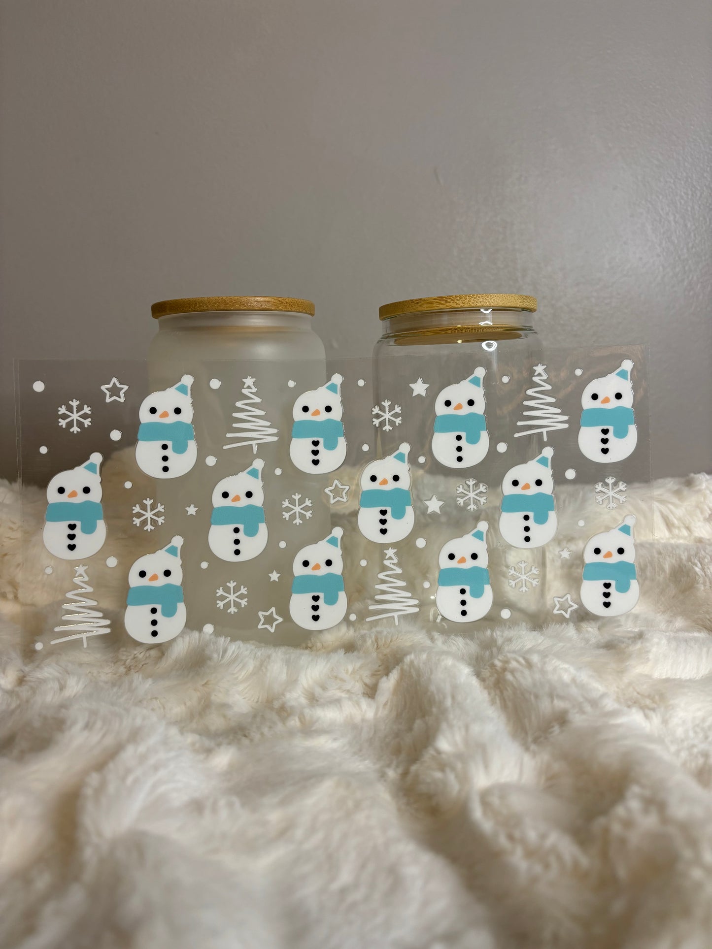 UV DTF Glass Cup - Snowmen
