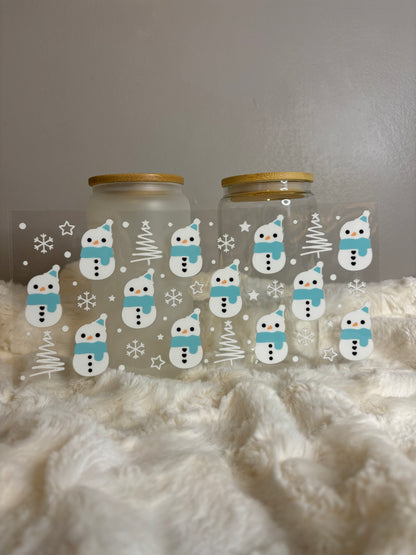UV DTF Glass Cup - Snowmen